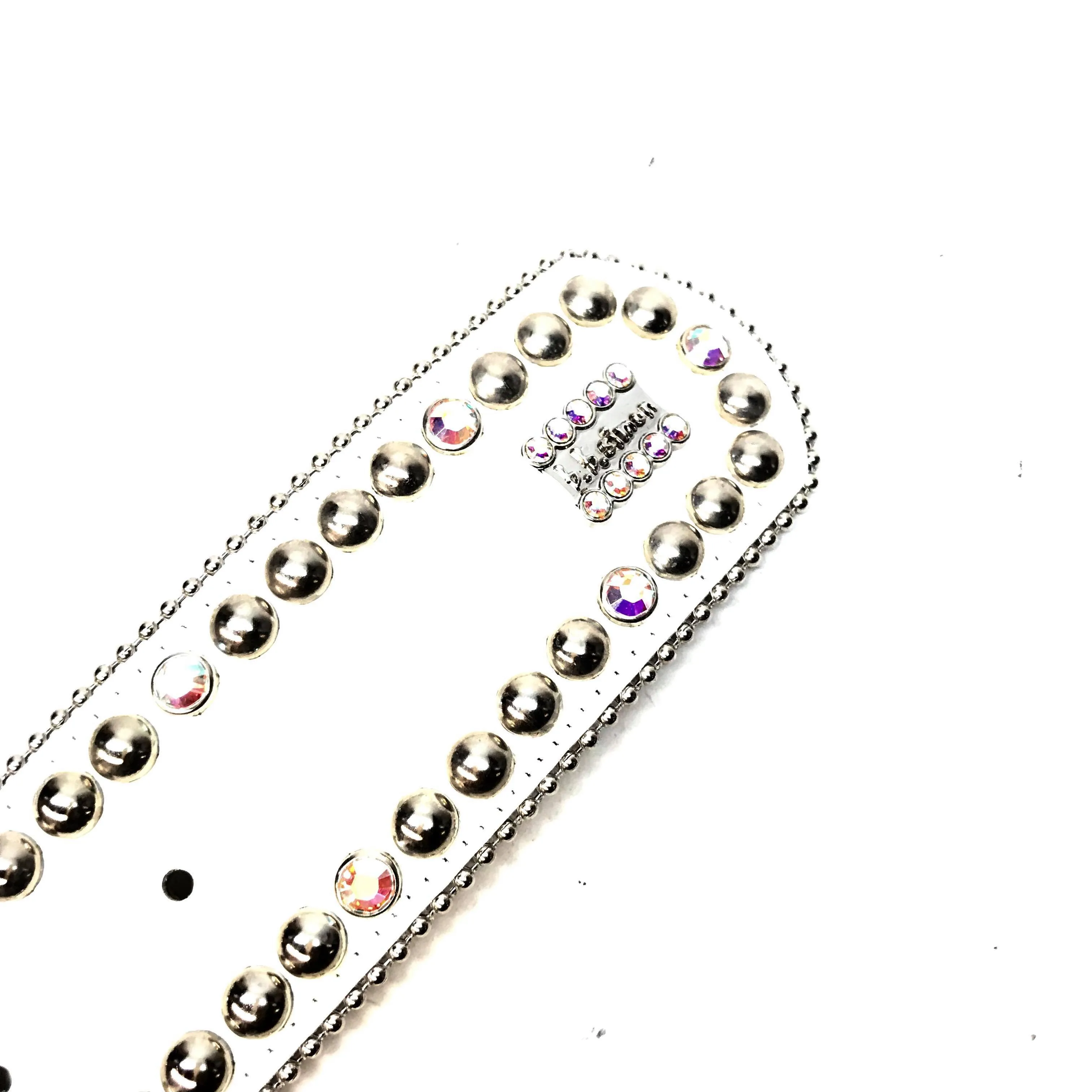 b.b. Simon 'White Croc' Thick 2.5" Crystal Belt