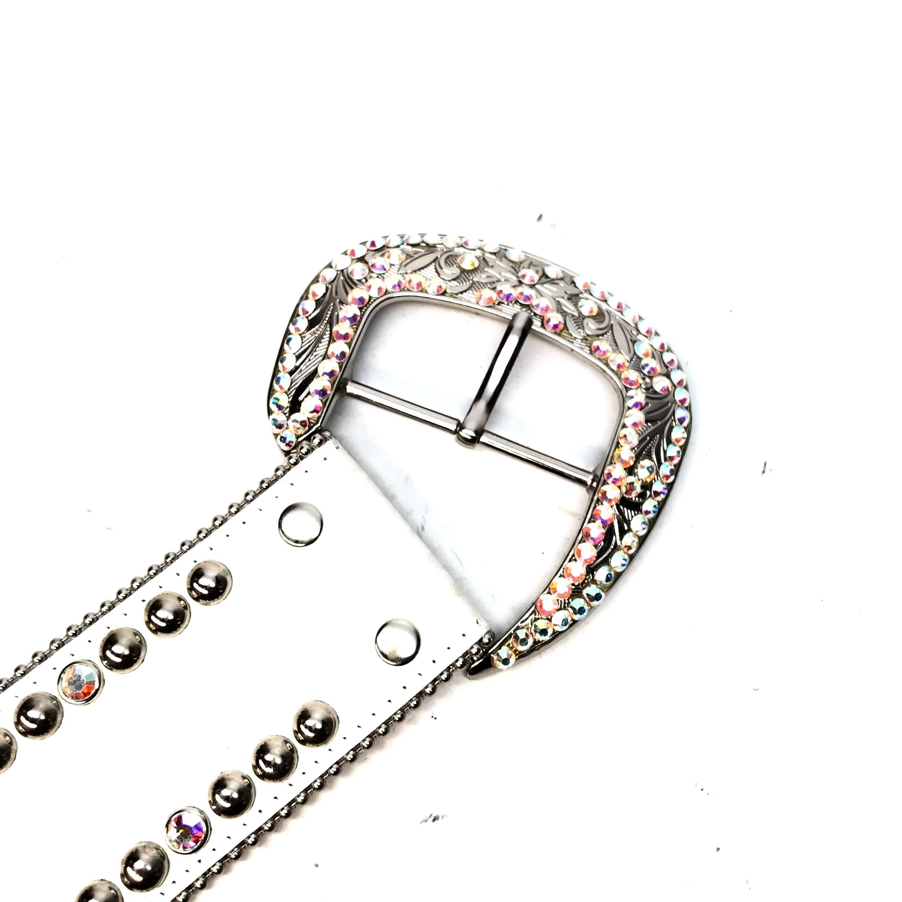 b.b. Simon 'White Croc' Thick 2.5" Crystal Belt