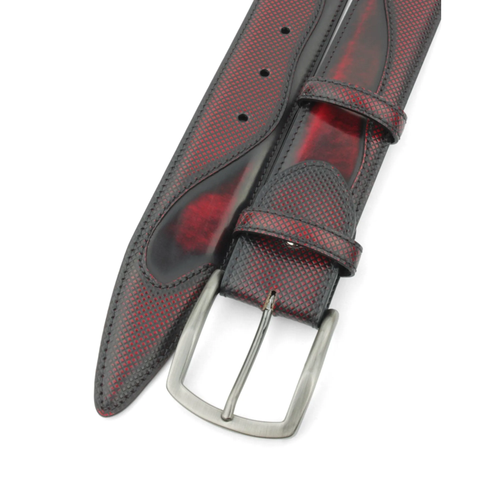 Belafonte Black/Red Mix Cordovan Effect Satin Gunmetal Belt
