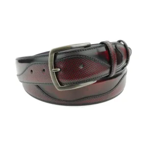 Belafonte Black/Red Mix Cordovan Effect Satin Gunmetal Belt