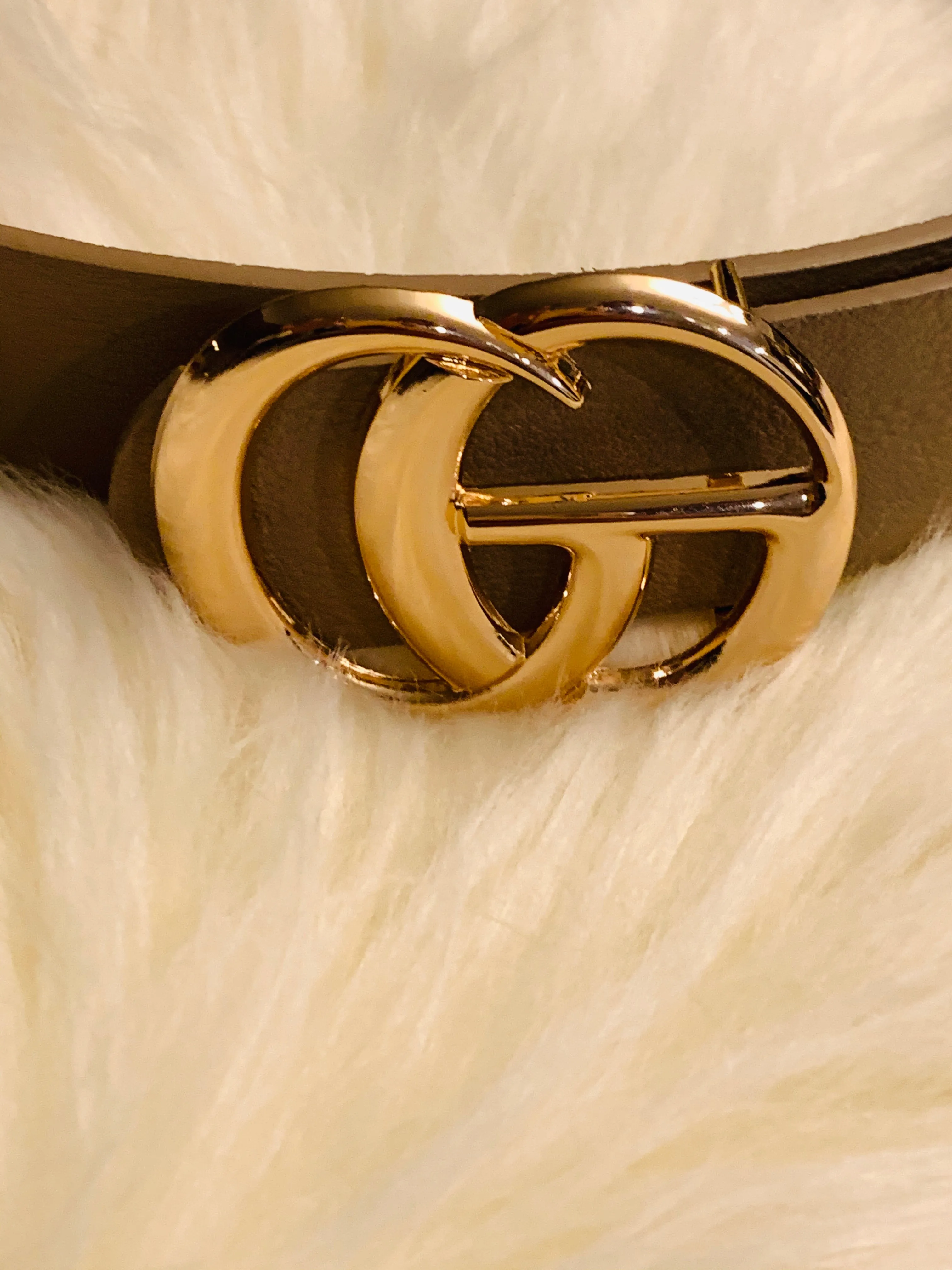 Black CG Leather Belt