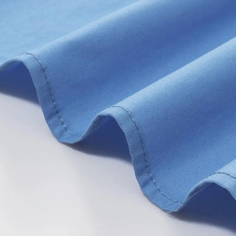Blue Waist-skimming Cotton Mini Dress