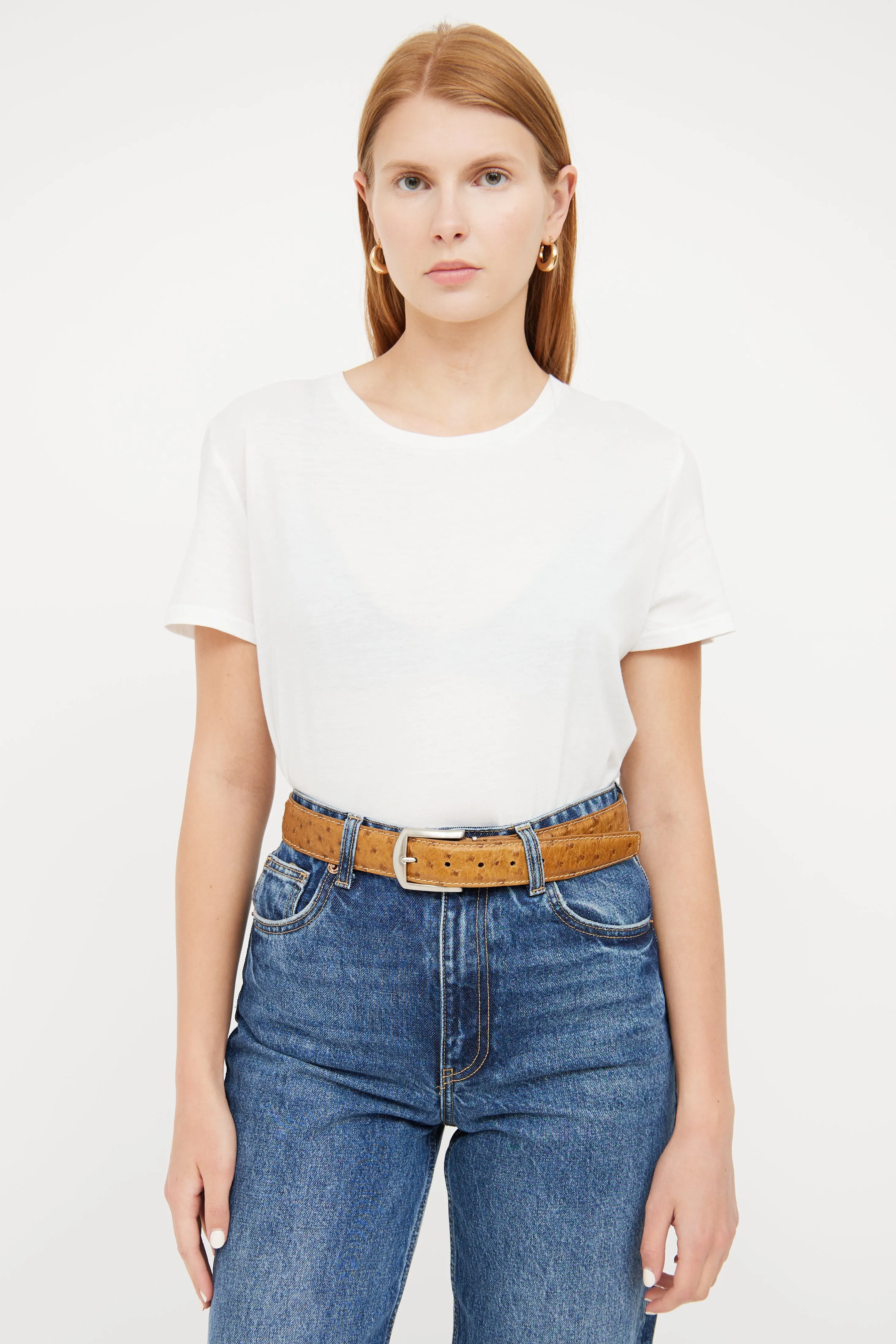 Brown Leather Textured Belt