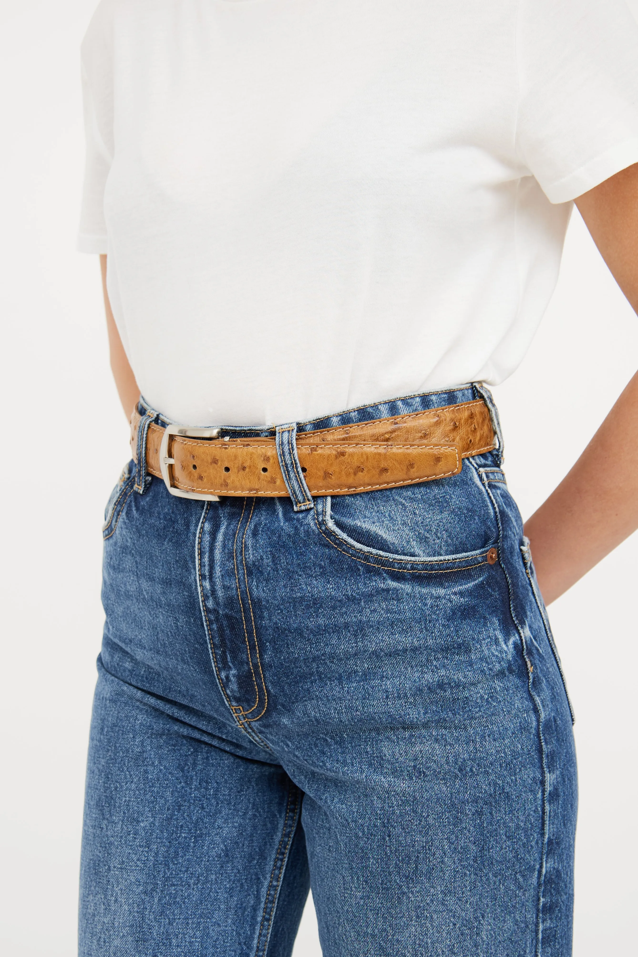 Brown Leather Textured Belt