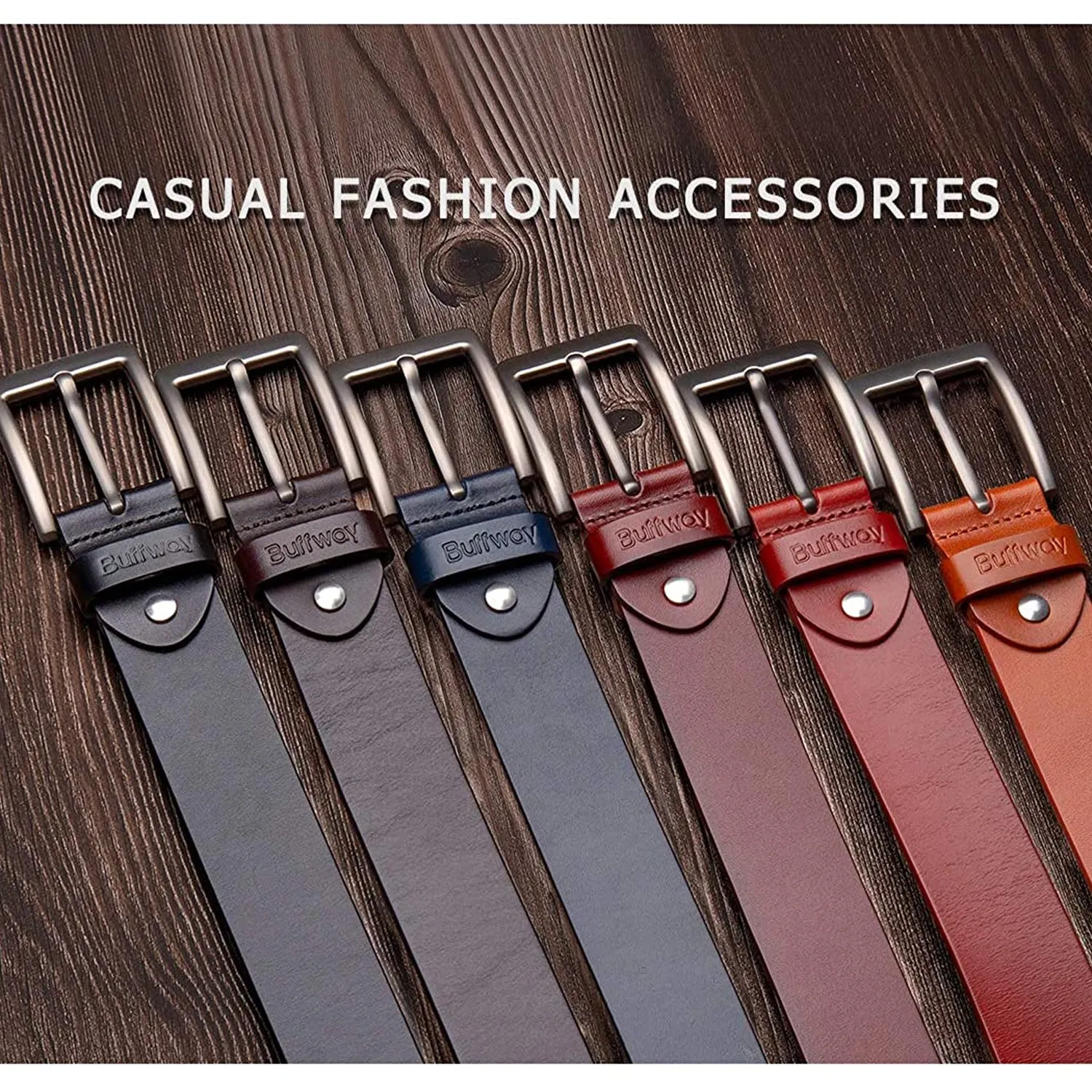 Buffway - Men's Belt Heavy Duty Italian Leather | Width 1.5" | Color Black