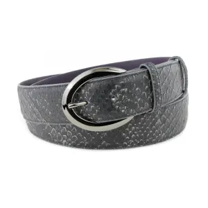 Charcoal Mock Python Flat C Belt
