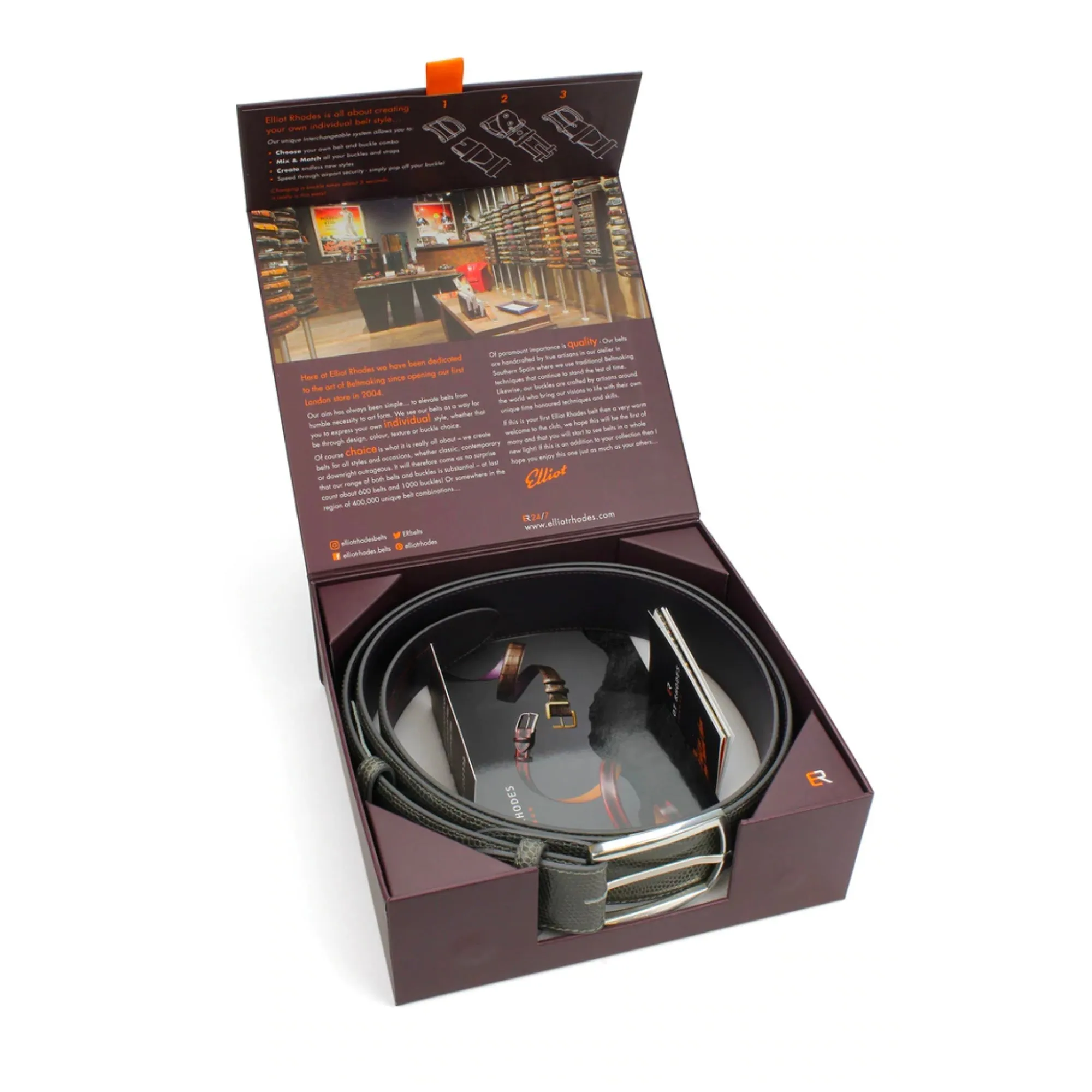 Charcoal Mock Python Flat C Belt