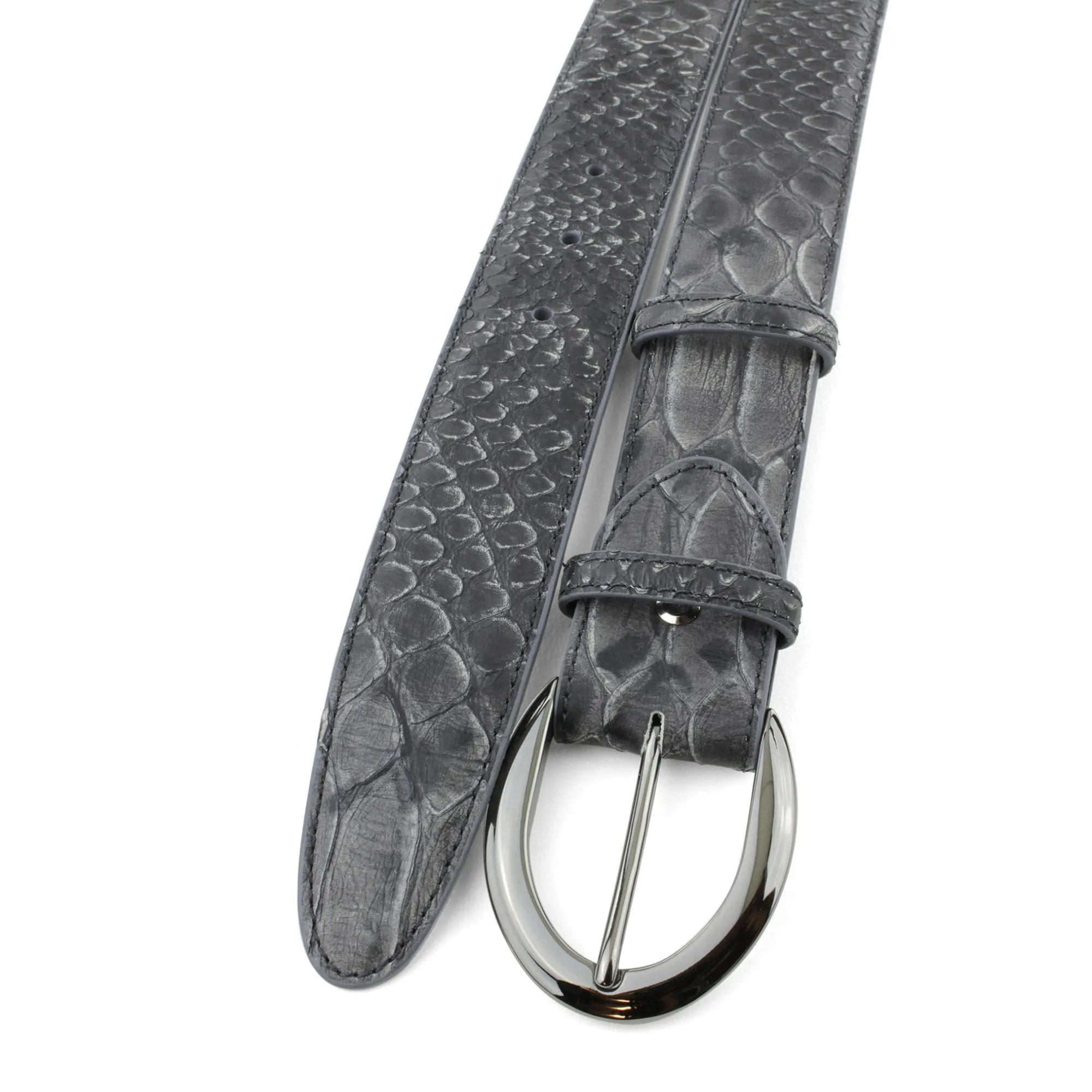 Charcoal Mock Python Flat C Belt