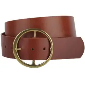 Classic Wide Genuine Leather Round Buckle Belt