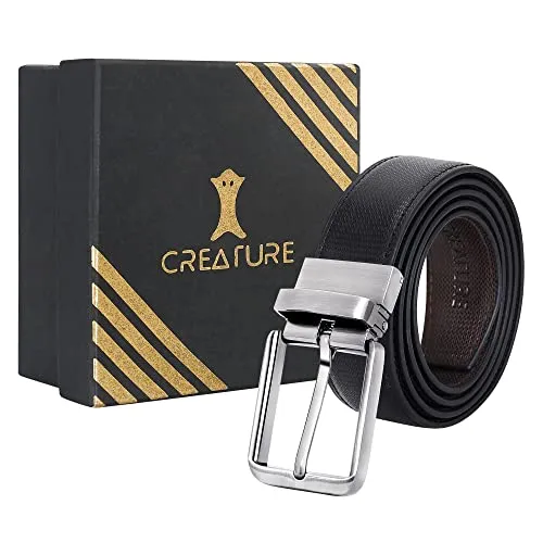 CREATURE Pu-Leather Formal/Casual Reversible Belt For Men/Boys (Color-Black/Brown||BL-02)