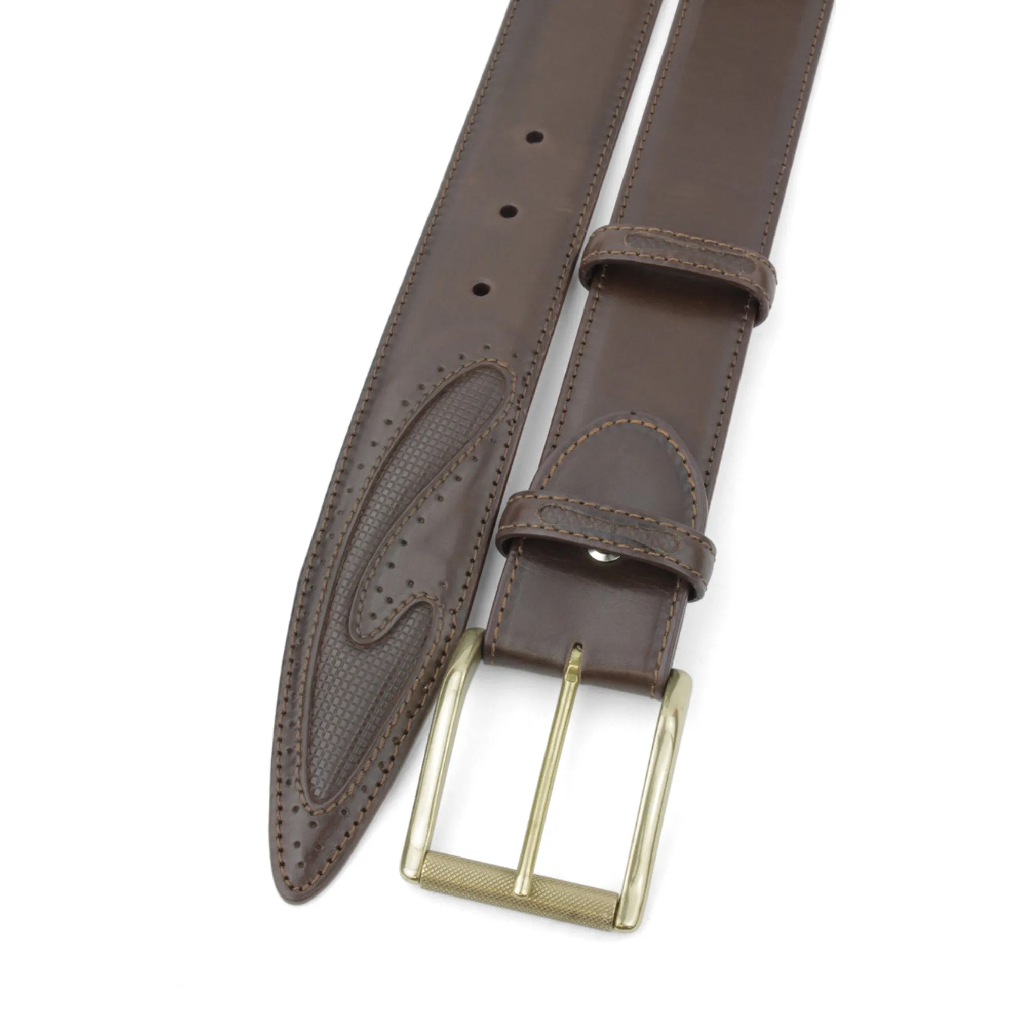 Deep Choc 'Silverado' Burnished Roller Detail Belt