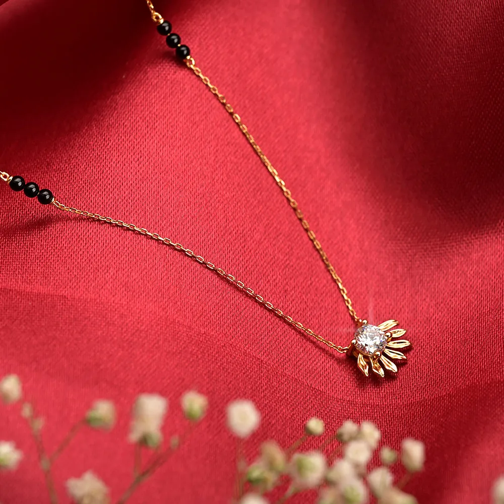 Elegant Diamond Sunflower Mangalsutra | 18k Gold Vermeil