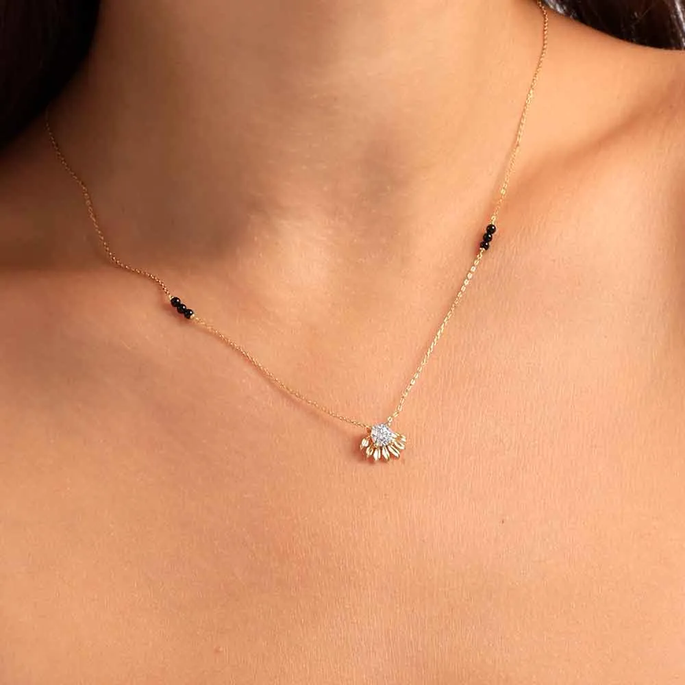 Elegant Diamond Sunflower Mangalsutra | 18k Gold Vermeil