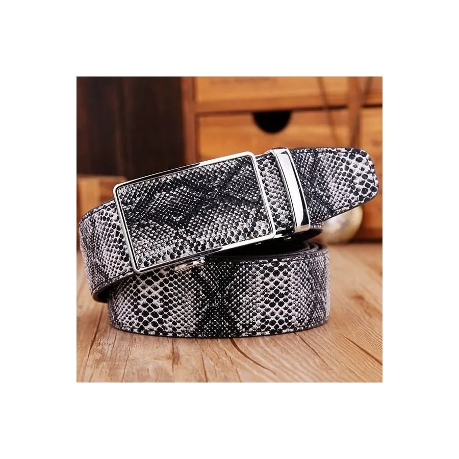 Exotic Serpent Skin Metal Buckle Belt