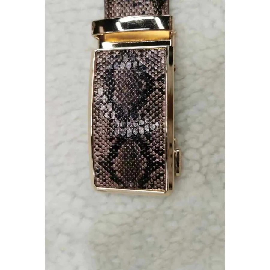 Exotic Serpent Skin Metal Buckle Belt