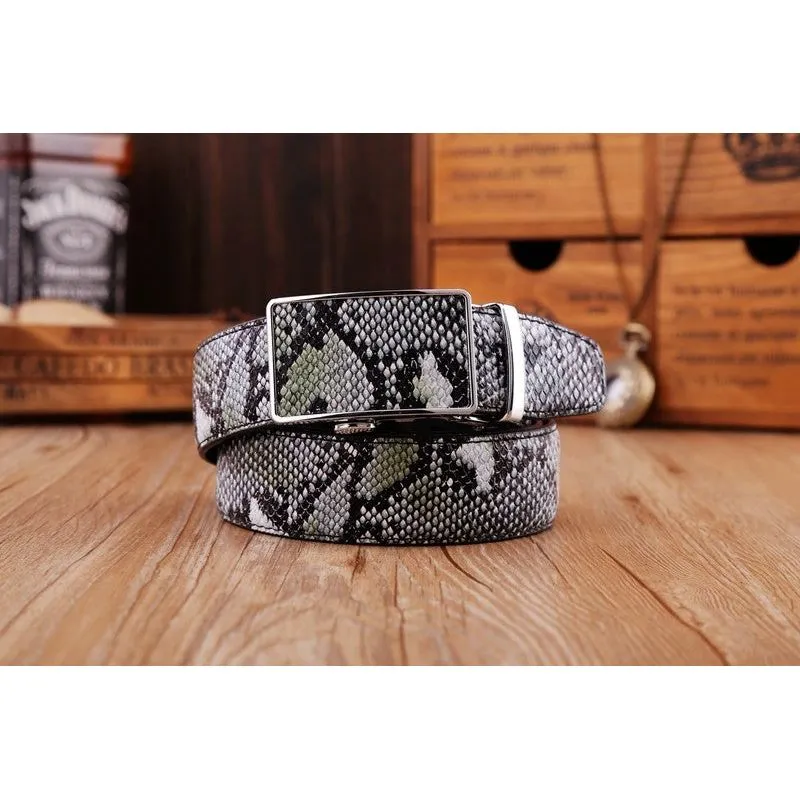 Exotic Serpent Skin Metal Buckle Belt