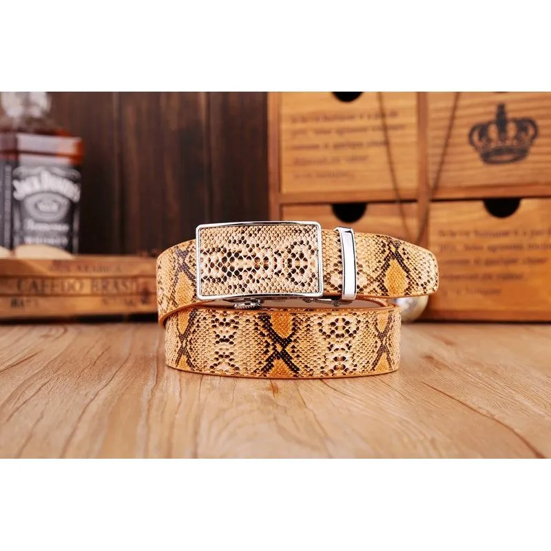 Exotic Serpent Skin Metal Buckle Belt