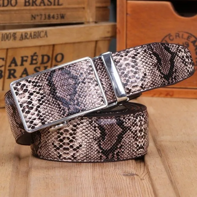 Exotic Serpent Skin Metal Buckle Belt