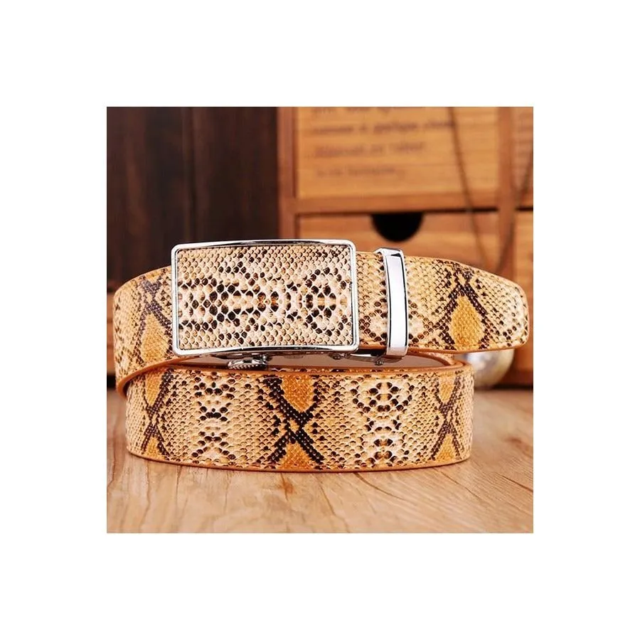 Exotic Serpent Skin Metal Buckle Belt
