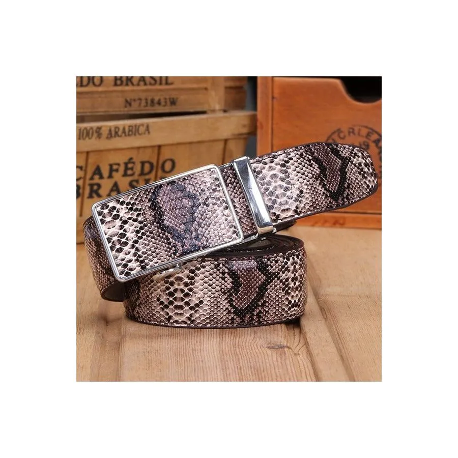 Exotic Serpent Skin Metal Buckle Belt