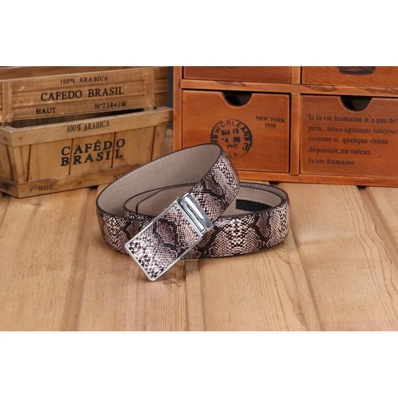 Exotic Serpent Skin Metal Buckle Belt