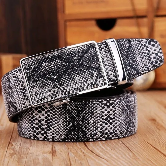 Exotic Serpent Skin Metal Buckle Belt