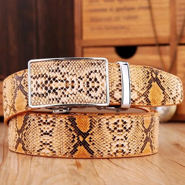Exotic Serpent Skin Metal Buckle Belt