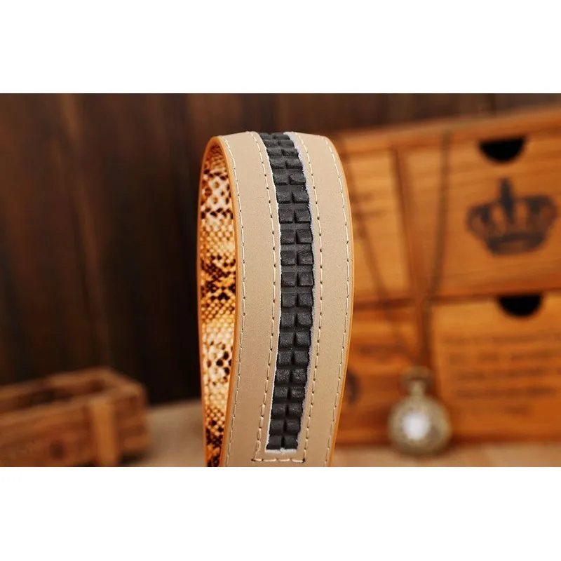Exotic Serpent Skin Metal Buckle Belt