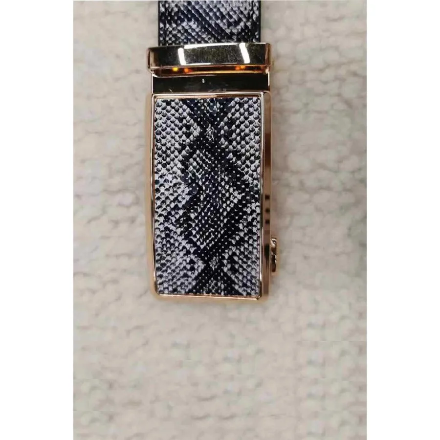 Exotic Serpent Skin Metal Buckle Belt