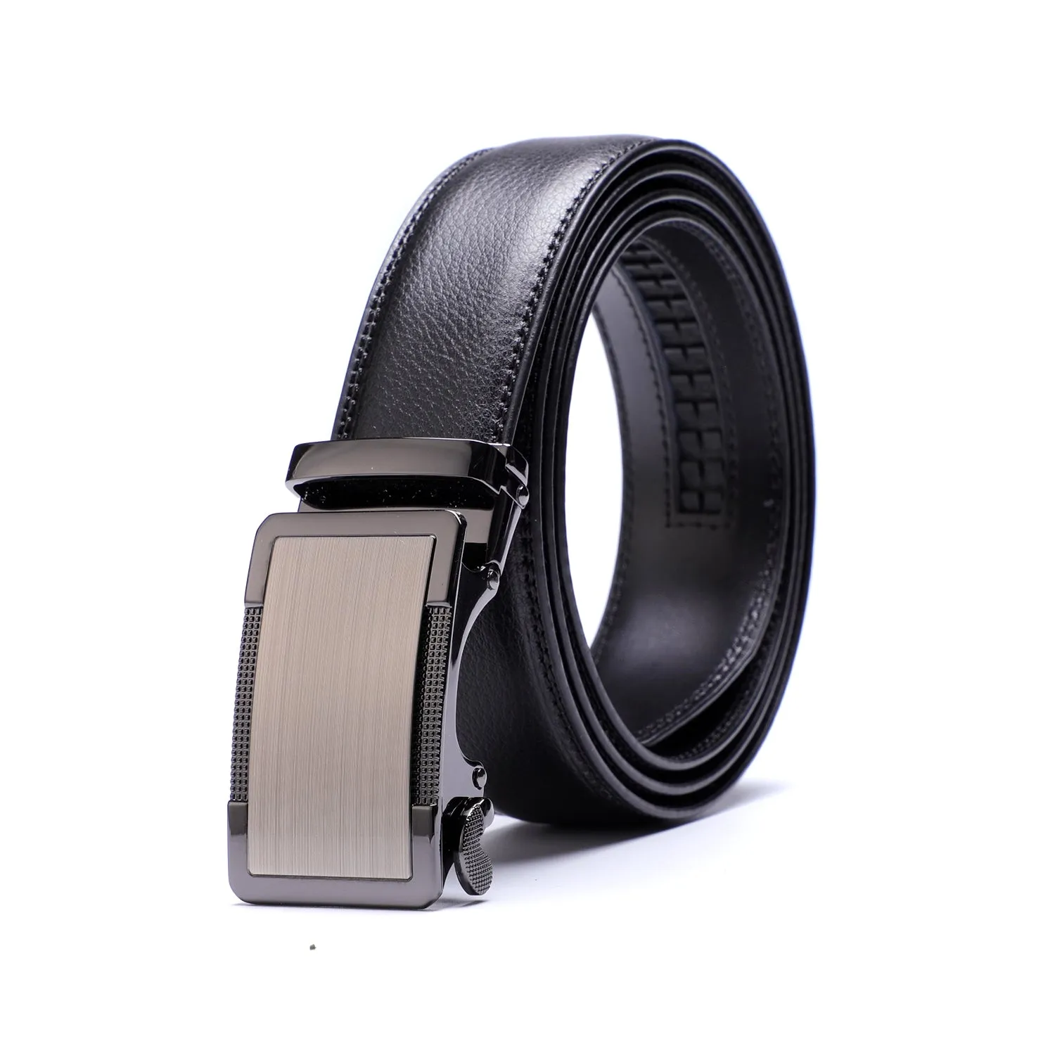 EZ Click Men's Fashion Belt with Textured Border Buckle