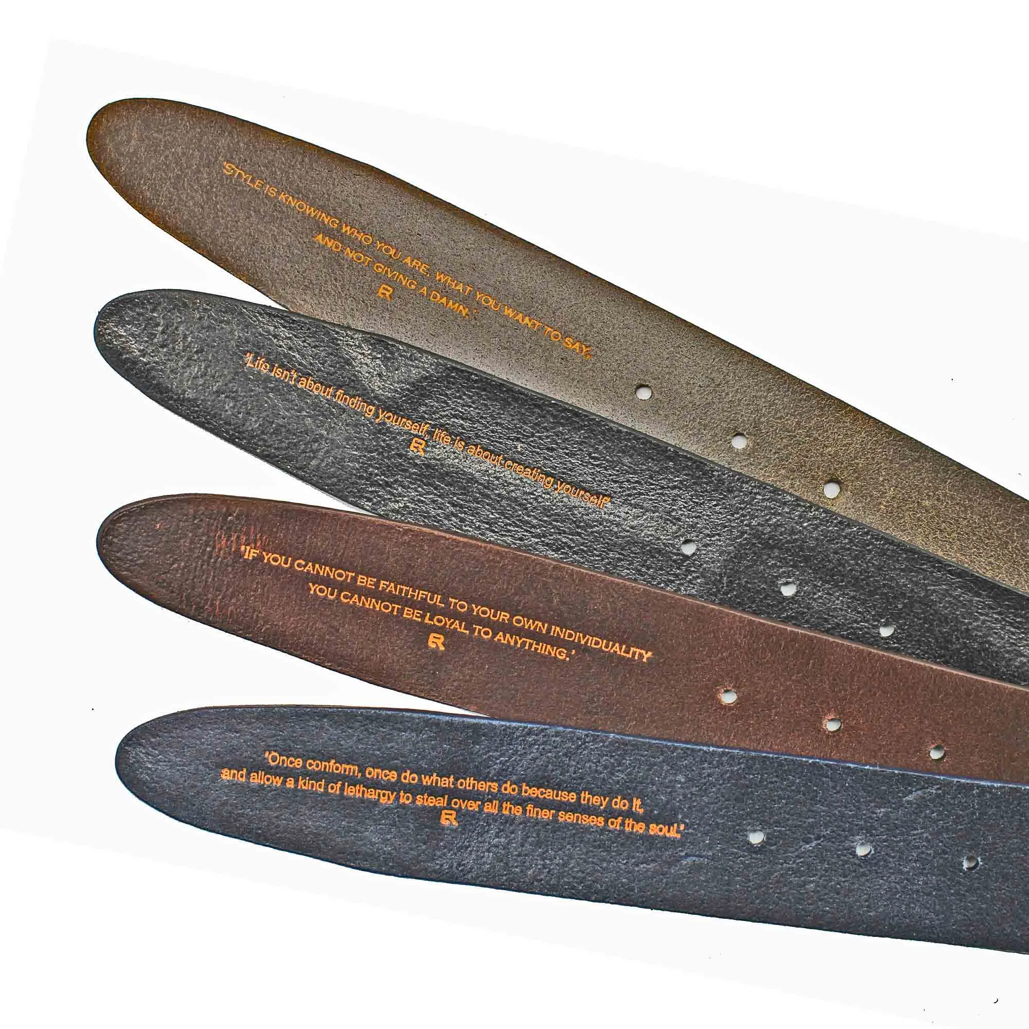 Feather Texture Unlined Narrow Belt Strap