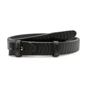 Feather Texture Unlined Narrow Belt Strap