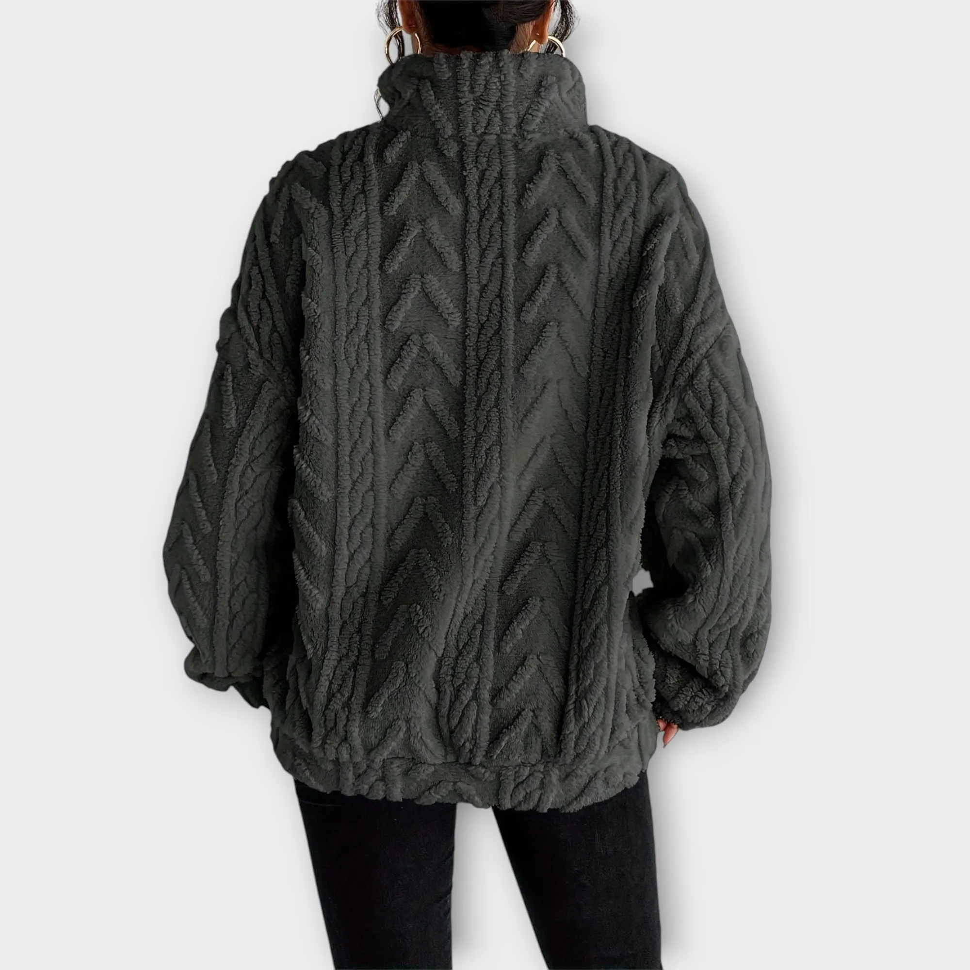 Fiona Braided Zip-Up Pullover