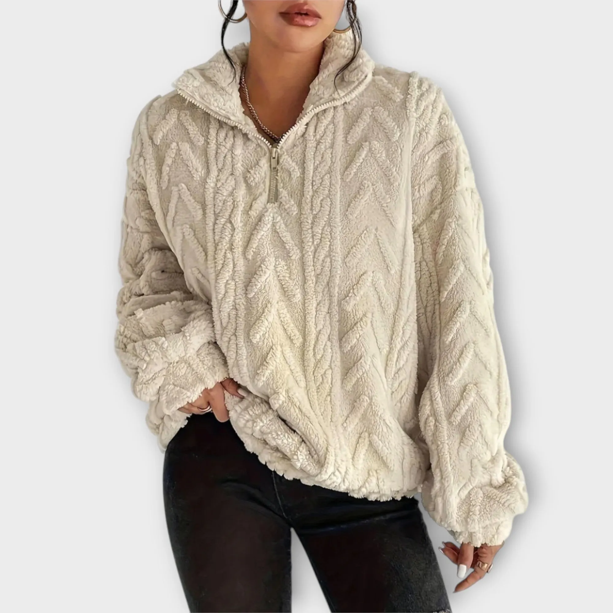 Fiona Braided Zip-Up Pullover