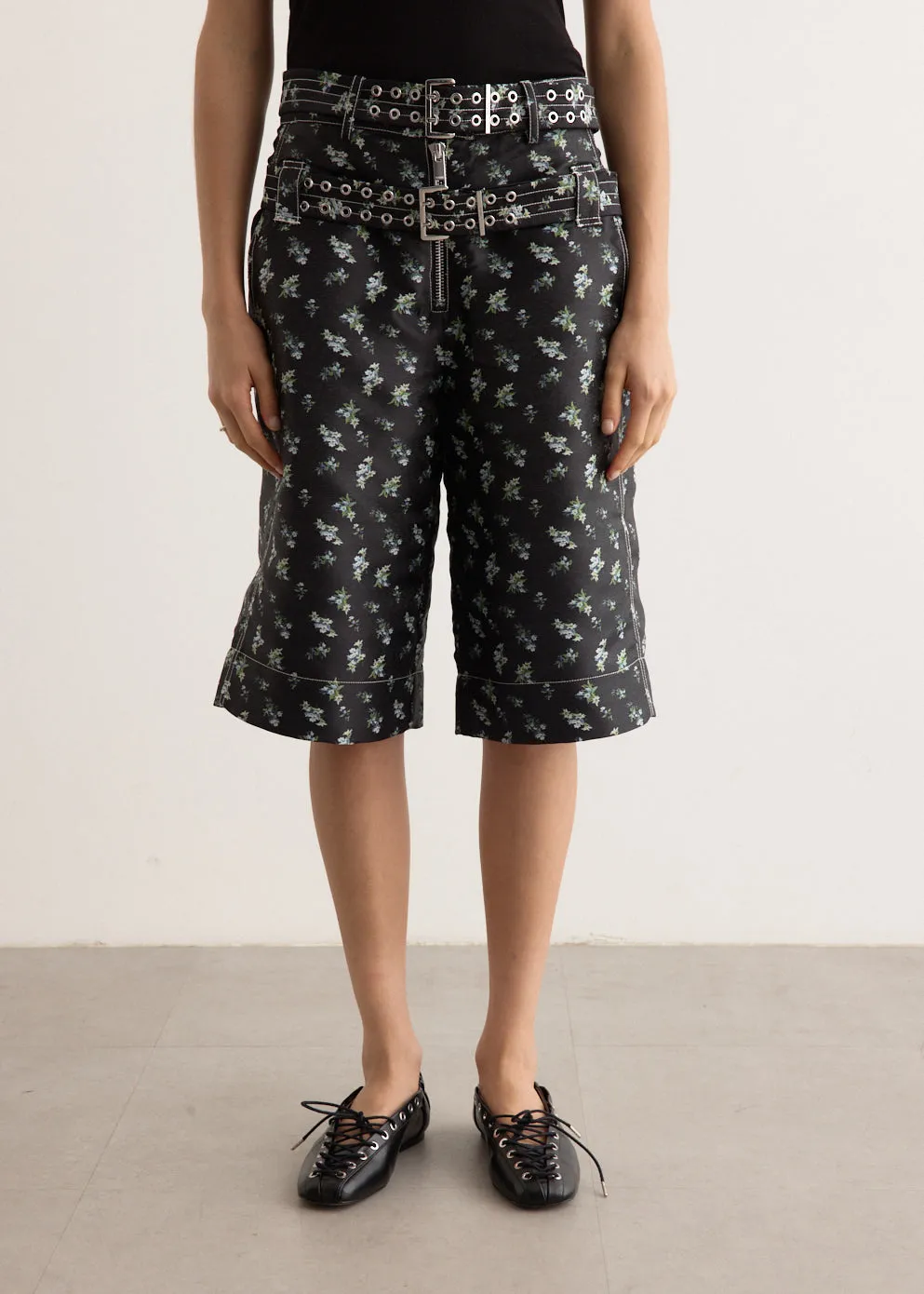 Floral Jacquard Shorts