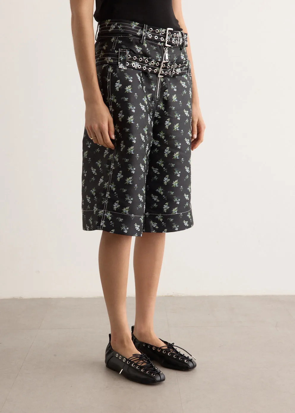 Floral Jacquard Shorts