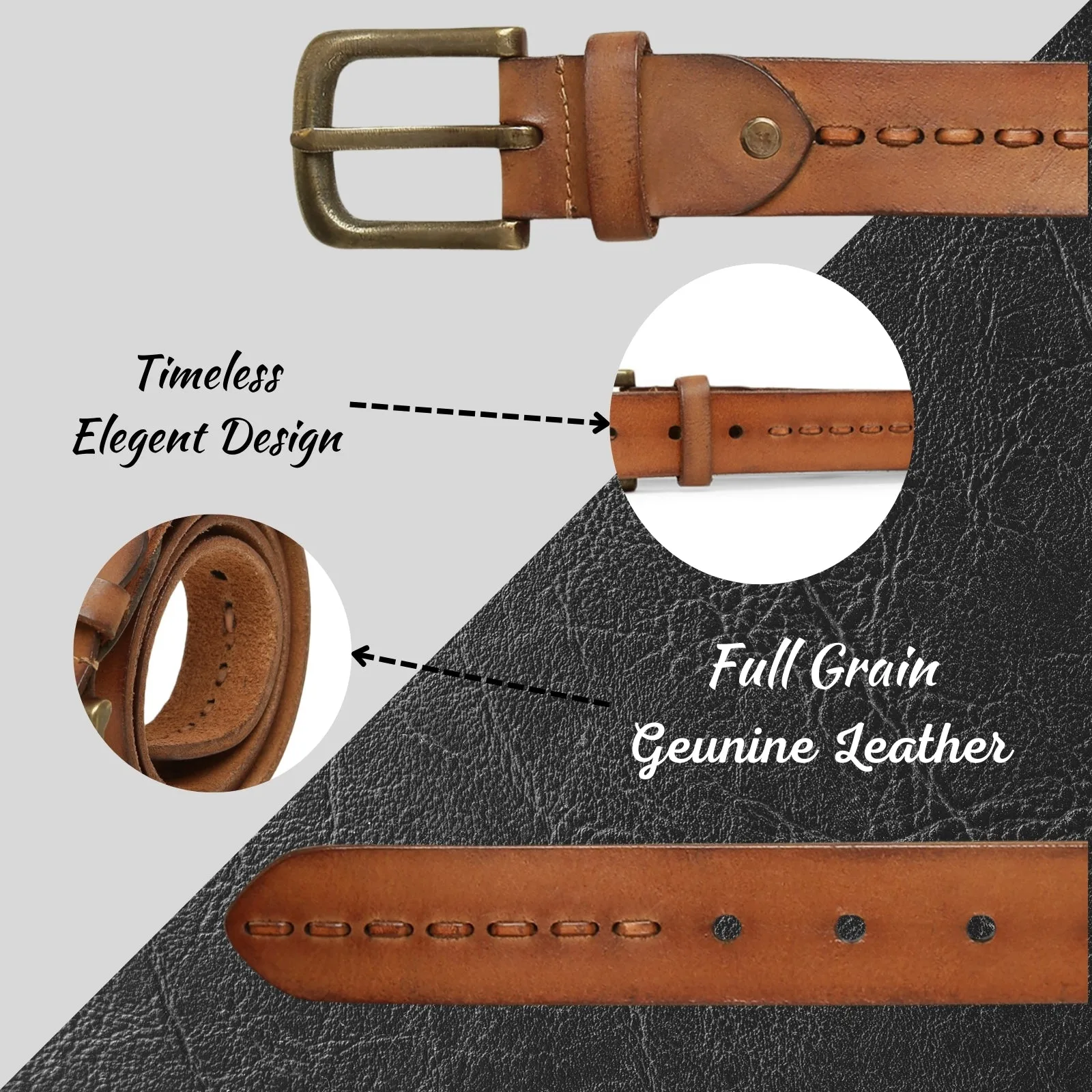 Genuine Tan Leather Crafted Men's Belt By Art N Vintage