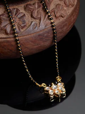 Gold Plated Tanmaniya Floral Kundan Mangalsutra