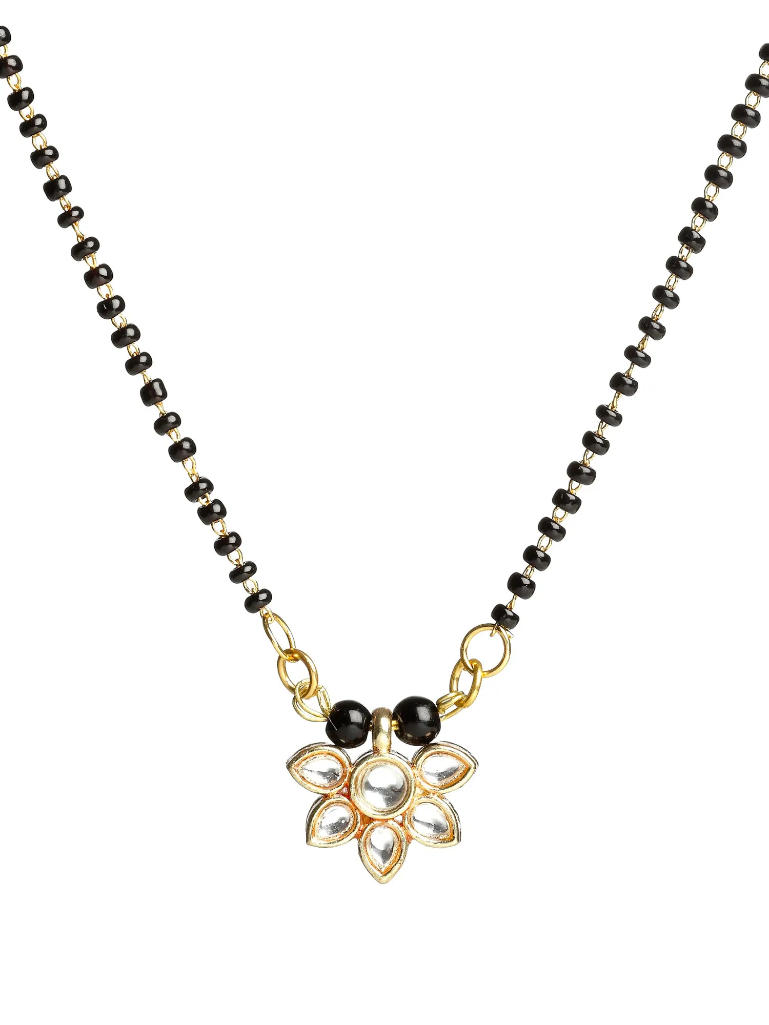 Gold Plated Tanmaniya Floral Kundan Mangalsutra