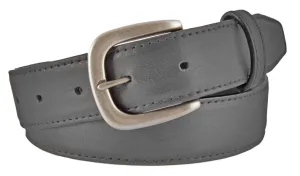 Gray Smooth Leather Belt, Hudson Buckle (Brushed Silver)