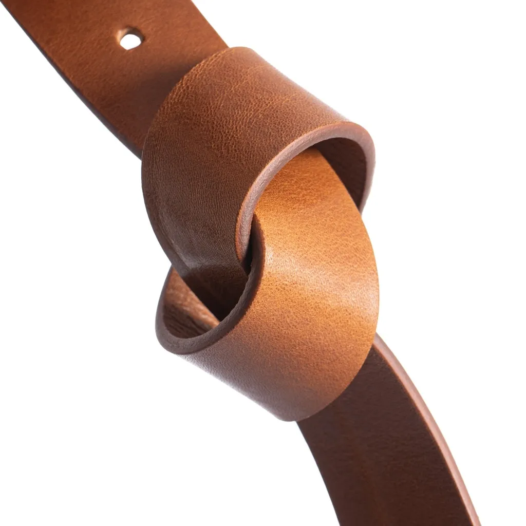 Jenas leather belt with large buckle / 15166 - Cognac