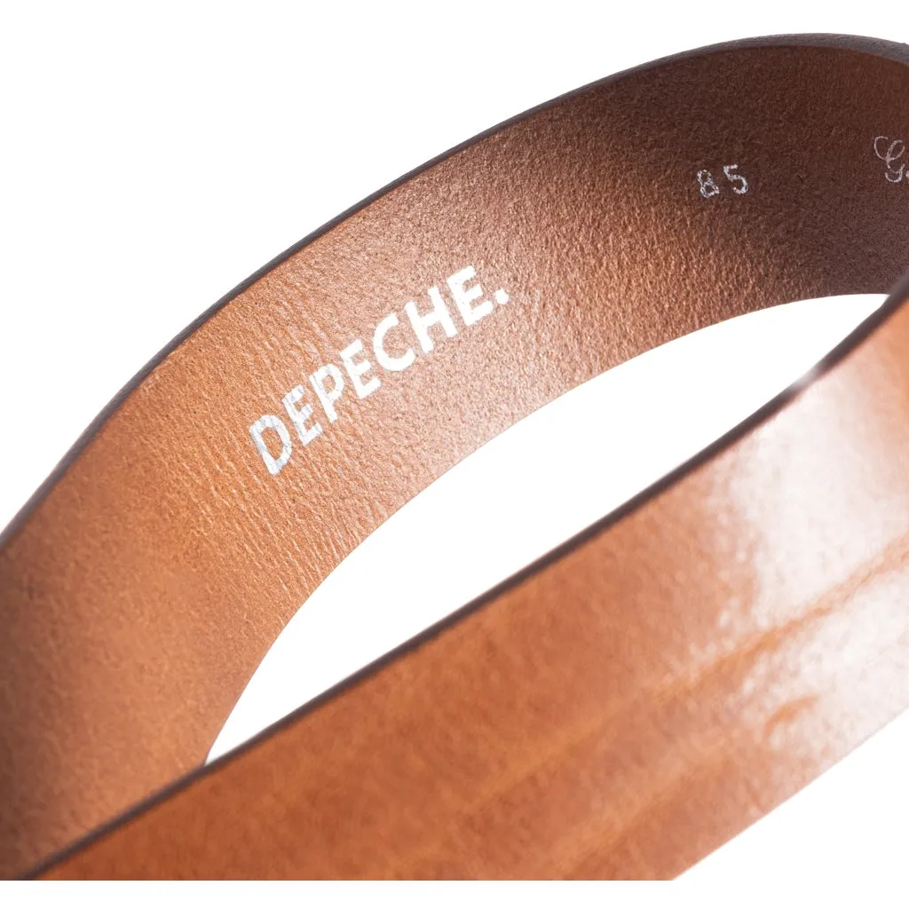 Jenas leather belt with large buckle / 15166 - Cognac