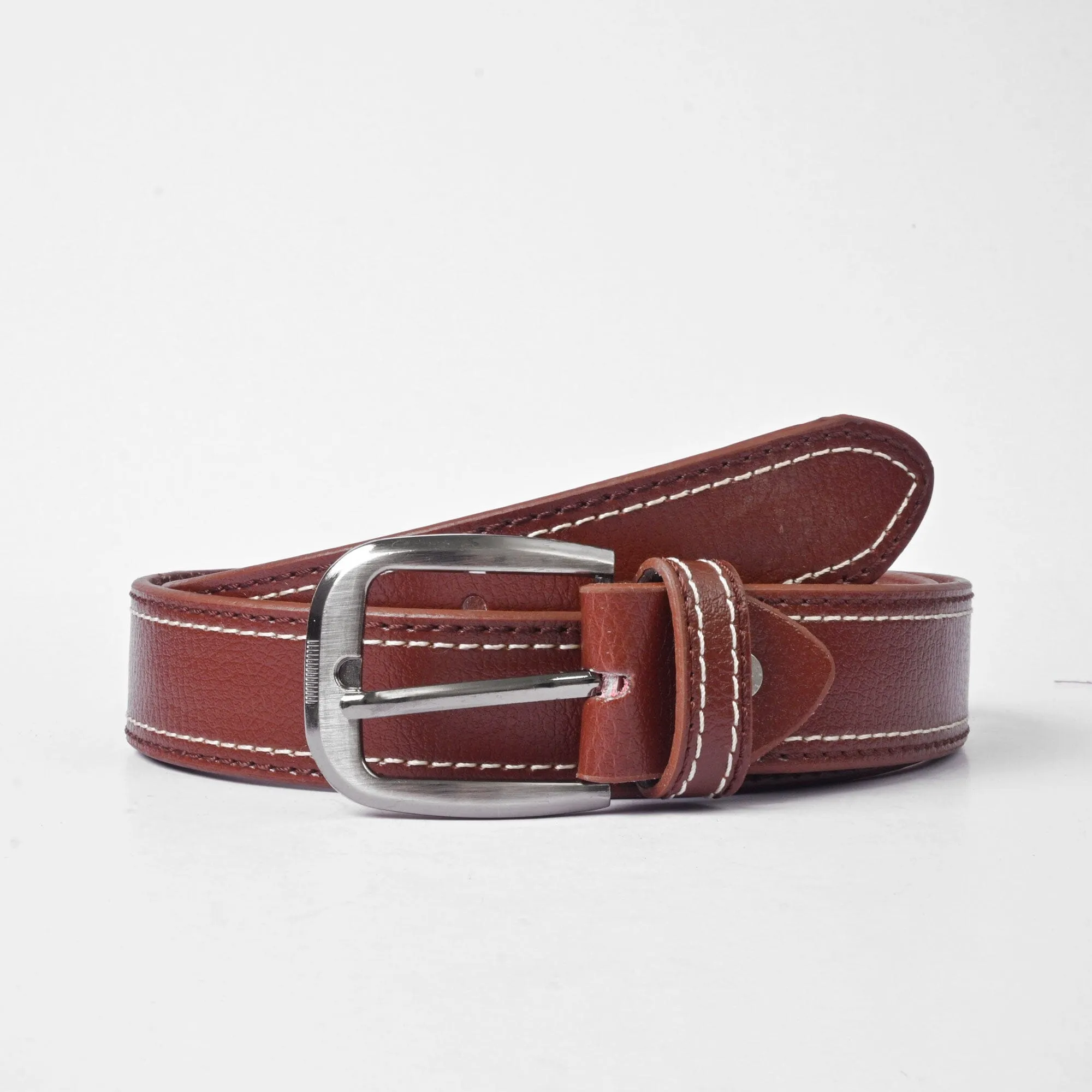 L&L Men's Zutphen Stitching Line Genuine Leather Belt