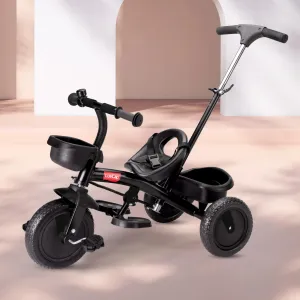 Luvlap Elegant Lite Kids' Tricycle with Push Bar, Full Metal Frame & Anti-Slip Pedals, 1.5 to 5 Years, Carrying Capacity up to 25 Kg, Black