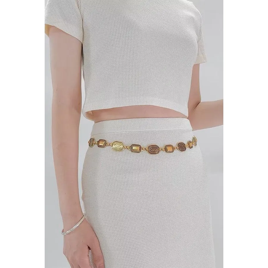 MetalMyst Casual & Elegant Slim Metal Hanging-Buckle Belt