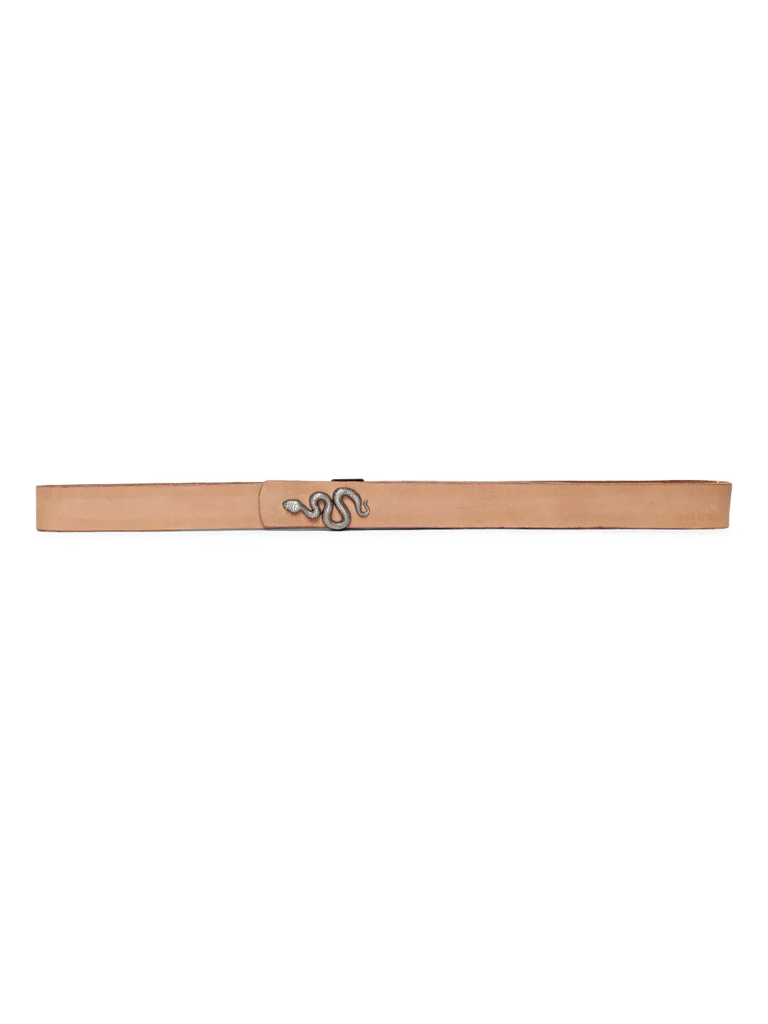 Natural Plain Belt With Snake-shaped Metal Buckle By Art N Vintage