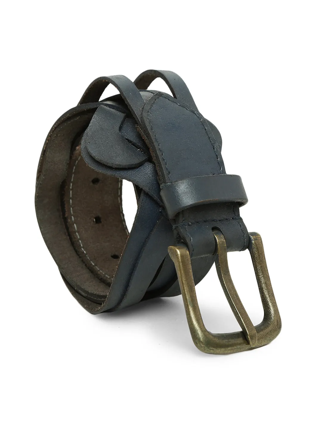 Navy Interlaced Genuine Leather Belt By Art  Vintage