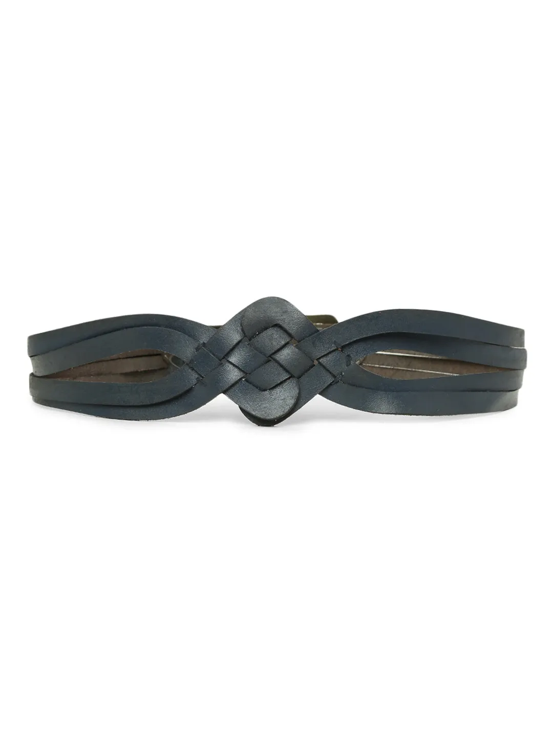 Navy Interlaced Genuine Leather Belt By Art  Vintage