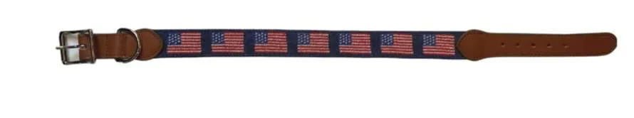 Needlepoint Dog Collar American Flag Design / Baldwin Belts