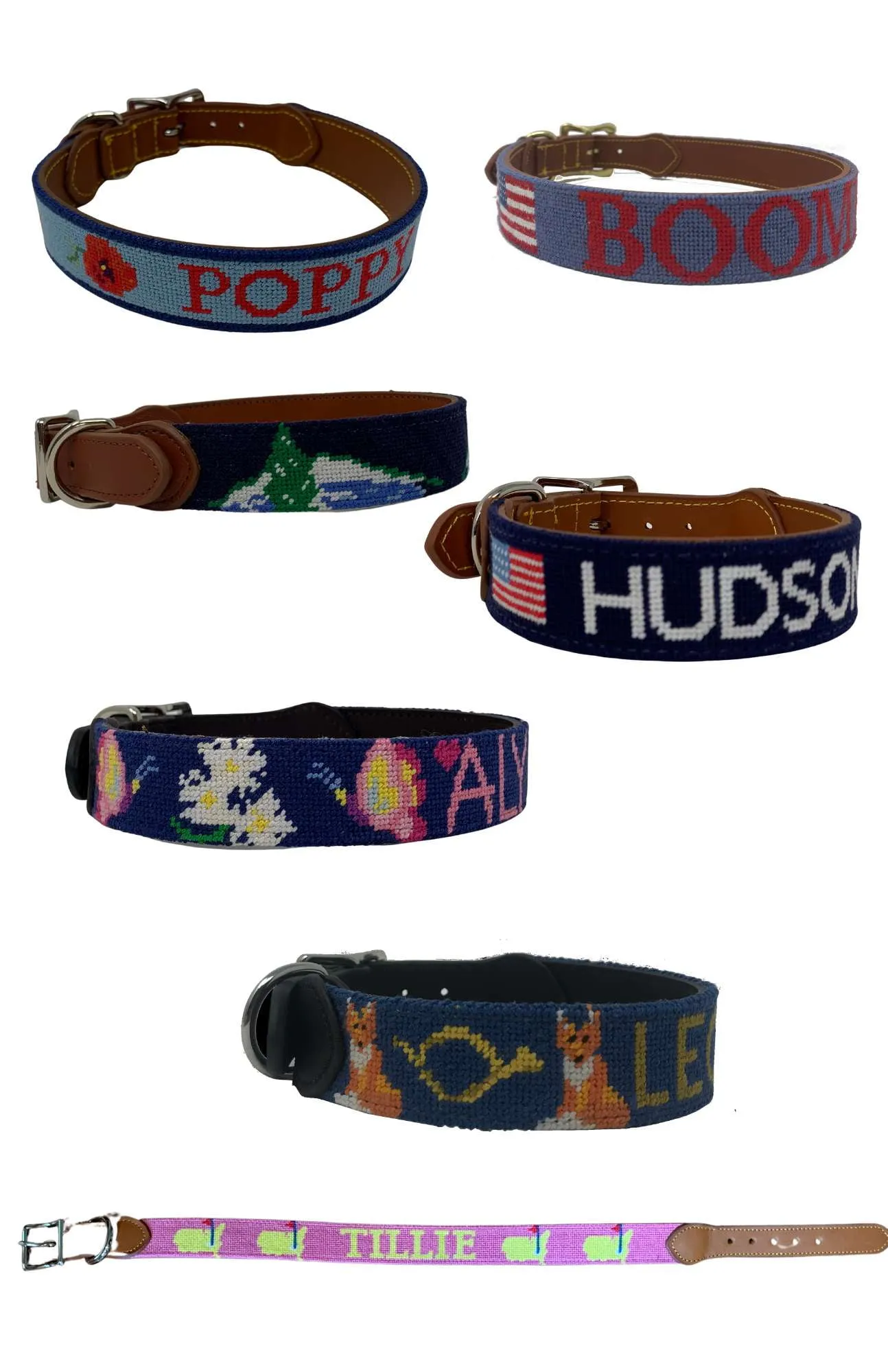 Needlepoint Dog Collar American Flag Design / Baldwin Belts